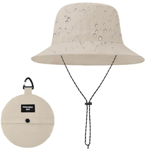 Durio Sonnenhut Damen Fischerhut Anglerhut Bucket Hat Regenhut Damen Wasserdicht Herren Faltbar Tragbar Outdoor Sommerhut Hellkhaki