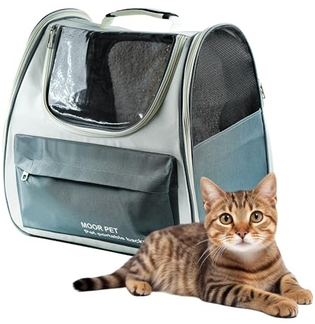 SMELL & SMILE Transportadora Gatos Portátil y Transpirable Bolsa para Mascotas Perros Gatos Animales Color Gris