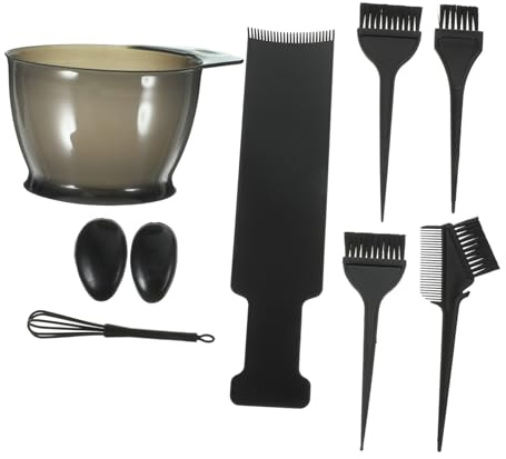 KAILIKETIY Kit per Tintura Chioma Professionale 9 Pezzi Pennello, Ciotole Colorate e Copriorecchie, Strumenti Parrucchiere Portatili per Mèches e Colorazioni Fai da Te in Stile Casuale