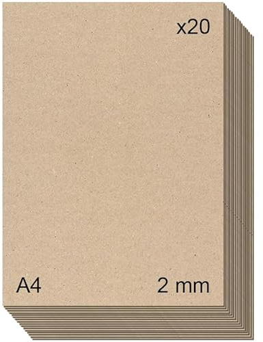Cartón piedra gris contracolado (1,5mm/2mm) para manualidades, encuadernación, cartonaje y scrapbooking (20, 2mm - A4)