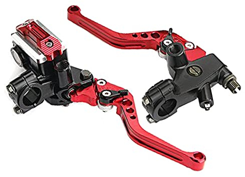 LisylineAuto 7/8 22mm Motorcycle Brake Lever Motorcycle Handlebar Brake Master Cylinder Clutch Levers Left and Right Set Compatible with Harley Honda Kawasaki Suzuki Yamaha Red Universal