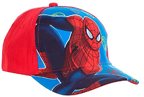 Marvel officiella barnpojkars flickors barns Disney Spiderman/Star Wars/Superman och Batman basebollkepsar sommar solhattar med kardborrfäste (54 cm (ålder 5-9), röd spindelmannen ET4031), Röd
