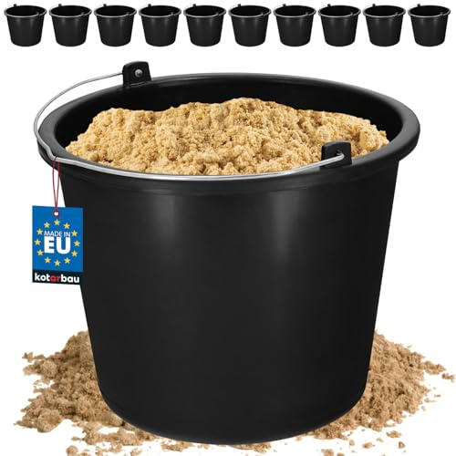 KOTARBAU 10er Set Baueimer 5L aus Kunststoff Putzeimer Mörteleimer Zementeimer Wassereimer Garteneimer Kunststoff-Eimer Schwarz
