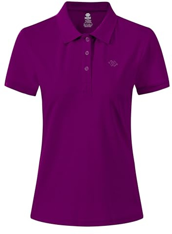 AjezMax Polo Donna Manica Corta Poloshirt Golf Camicia Lavoro Sportiva Estate Top Viola Scuro S