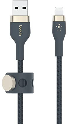 Belkin BoostCharge Pro Flex Braided USB Type A to Lightning Cable (3M/10FT), MFi Certified Charging Cable for iPhone 14/14 Plus, 13, 12, Pro, Max, Mini, SE, iPad and More - Blue