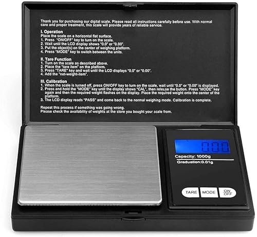 Digital Scales - 0.1g-1000g Kitchen & Jewellery Scale with Back-lit LCD Display - Portable, Multi-Functional for Gold, Coffee