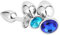 Belmalia 3x Plug Anale Metallo | Butt Plug Cristallo Blu | Puro Piacere in 3 Taglie per Donna, Coppia, Uomo | Giocattoli Anali Argento