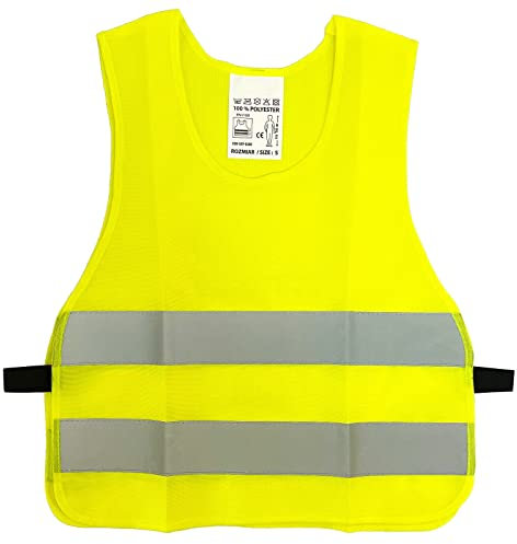 Bauster® Reflexionsweste für Kinder (110-140) Schutzweste Warnweste Reflektorweste Gelb Sicherheitsweste Signalweste, für bessere Sichtbarkeit bei Tag und Nacht, für den Schulweg, Radfahren