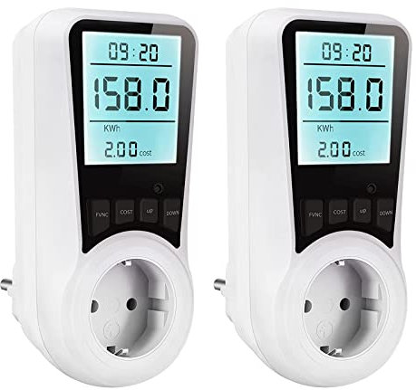 Stromzähler für Steckdose Strommessgerät, 3680W Energiekostenmessgerät Stromverbrauchsmesser mit LCD-Hintergrundbeleuchtung Überlastsicherung und 7 Überwachungsmodi, für Wohnung (1)