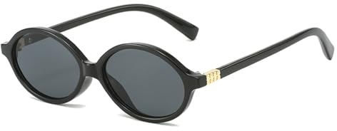 LJCZKA Retro ovala solglasögon unisex klassiskt mode 90-talet runda ovala små solglasögon med UV400 skydd