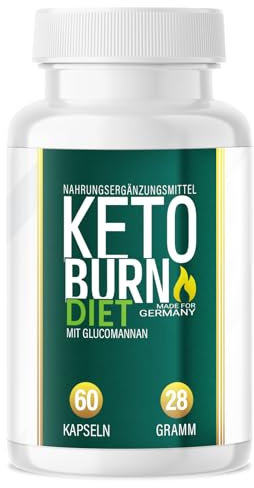 NEU: Keto Burn Diet - Das Original, Kapseln mit hochwertige natürliche Inhaltsstoffe für Frauen + Männer, Nahrungsergänzungsmittel mit Glucomannan - 60 Stück