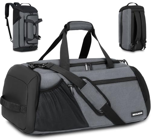 Sporttasche Herren 40L Groß Sporttaschen Reiserucksack Mehrere Taschen Rucksack mit Schuhfach Nassfach Wasserdicht für Schulter und Hand Trainingstaschen Weekender Tasche Sports Bags Grau