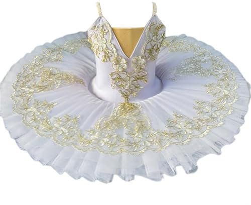 HWBZSZY Ballet Profesional Tutú Mujeres Niñas Vestido De Ballet Niños Bailarina Adulta Princesa Gimnasia Danza Leotardo Fiesta De Cumpleaños Vestido De Competencia Traje De Rendimiento,Blanco,160cm
