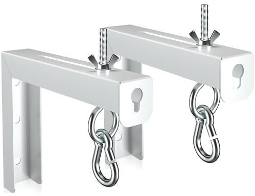XINLEI Universal Projector Screen Wall Mount L-Brackets Hanging Ceiling Mount, 6 inch Adjustable Extension with Hook for Home Projector and Movie Screens, Hold up to 66 lbs, White PRL003W