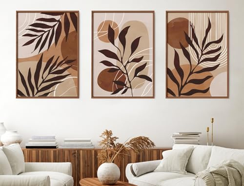 Premium Poster Set, Set of 3, DIN A3, Art Print Wall Pictures, Posters, Picture Wall, Collage Picture, Wall Decoration, Boho Abstract Modern Decoration, Beige Brown, Living Room, Bedroom, Kitchen