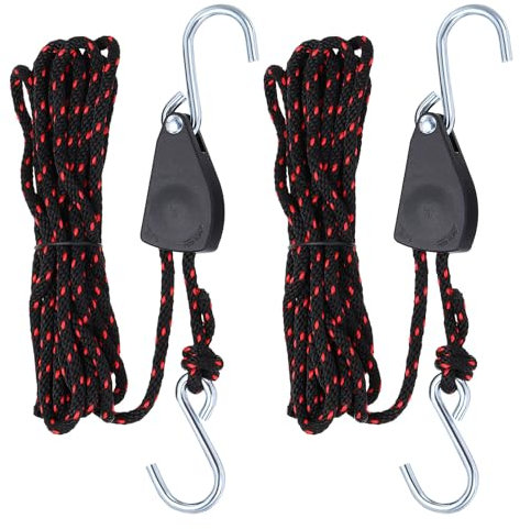 PATIKIL 2 Stück Kajakseil-Zurrgurte, 1/4 x 16 ft Schwerlast-Kajakseil Bug- und Heck-Zurrgurte Einstellbare Seil-Aufhänger Ratschen-Kajak-Transportzubehör