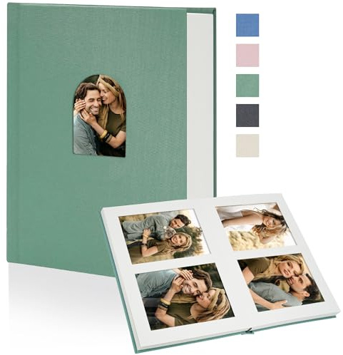 Vienrose fotoalbum 6 x 4 60 foton linne fodral memo rymden aqua