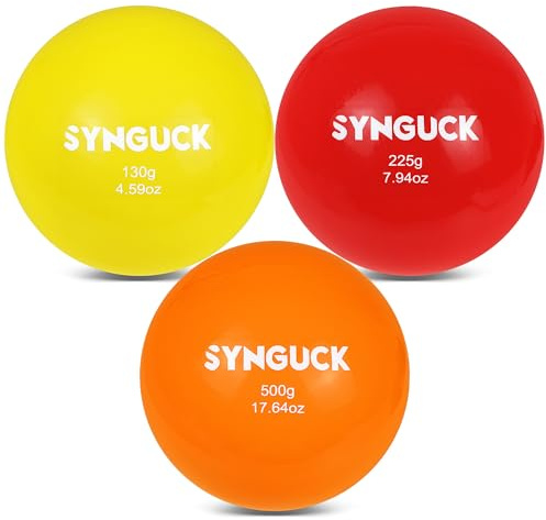 SYNGUCK 3 Pack Plyometric Weighted Balls for Baseball & Softball Training Set (4.6/7.9/17.6 oz) Improve Power, Pitching, Hitting - Perfect for Yoga, Fitness, Plyometrics - All Skill Levels