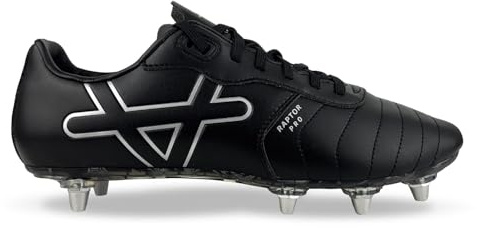Oxen Raptor Pro 8 Stud Adults Soft Ground Rugby Boots Black (Black, UK Footwear Size System, Adult, Men, Numeric, Medium, 12)