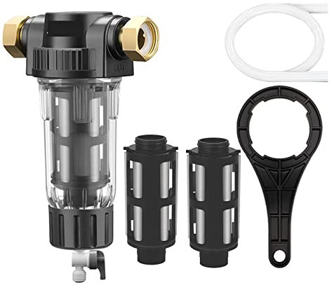Vattenfiltersystem, Förfilter Hela huset Spin Down Sediment Vattenfilter Centralt Förfilter Renare System Backwash Rostfritt stålnät(Host and 3x Filter)