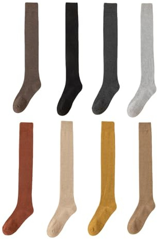 YOYADOY Thermal Over-Knee Compression Socks,Women Extra Long Thigh High Socks,High Elasticity Casual High Boot Stockings,8 Pairs