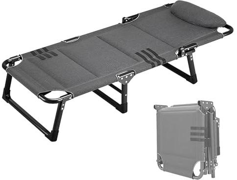 Lit D'appoint 1 Personne Pliable avec Dossier Réglable sur 4 Positions et Coussin 3D Lit D'appoint 1 Personne pour Bureaux, Magasins, Hôpitaux Charge Maximale 175kg(178 * 56 * 28cm)