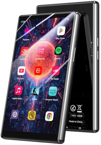 AGPTEK 128GB Reproductor MP3 Spotify con Bluetooth y WiFi, Android 13 MP4 Reproductor de 5'', Reproductor de Música MP4，MP3 Player con Spotify, Audible, App Store, Amazon Music, hasta 1 TB, Negro