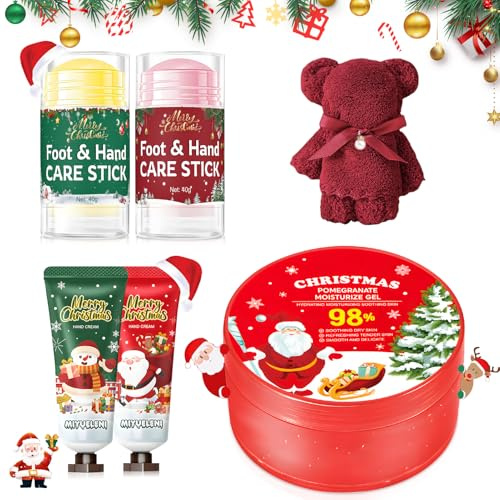 Crema Mani Natale, Crema Piedi Secchi Screpolati, Gel Hydratant Visage, Set Regalo di Natale, Idrata e Idrata le Mani Secche, Ottimo Regalo per Natale, Compleanni