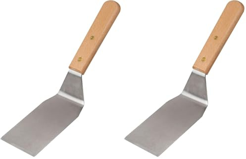 FMprofessional Fackelmann 21695 Spatule à plancha, Pelle à gratins, Pelle à Steaks pour Barbecue, Acier Inoxydable, Bois, 27,5 cm (Lot de 2)