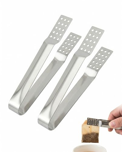 NOPKESV 2 Pcs Pinzas Exprimidoras de Té Acero Inoxidable, Diseño Ergonómico y Robusto, evita goteos y quemaduras, Perfecto para té en bolsitas y a granel
