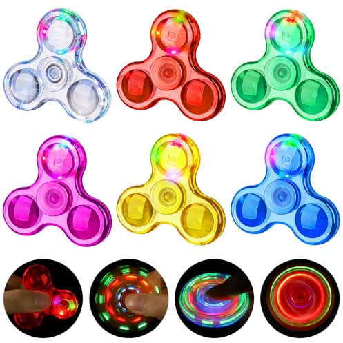 6 stycken presentpåsar barnfödelsedag gästpresenter mini fidgetleksaker, avskedspresent skolstart små presenter till barn fidget spinnare ljus up fidget toys ge bort souvenirer