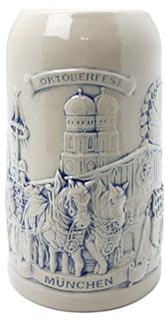Essence of Europe Gifts Beer Stein Munich Beer Wagon Stoneware Beer Mug by E.H.G | .5 Liter