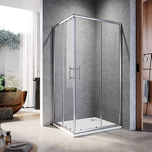 ELEGANT 1200 x 900 mm Sliding Corner Entry Shower Enclosure 6mm Extra Toughened Safety Glass Sliding Cubicle Door