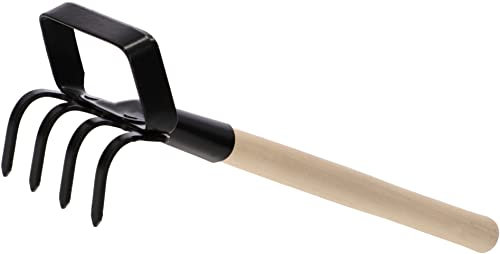 KOTARBAU® Mini rastrillo con Hoz de Mano de Metal, Rastrillos para Trabajos de jardinería, Rastrillo pequeño 2 en 1 para Limpiar, mullir y Alisar el Terreno, Herramientas de jardín para Tierra