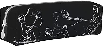 LUBHWT Federmäppchen Eishockeyspieler - Große Kapazität - Schreibwaren Tasche für Schule, Büro, Reisen - Unisex - Einfarbig - PVC und Polyester