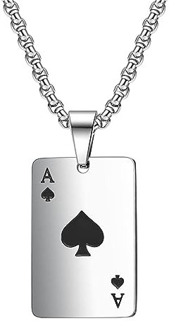 jagosen Poker Halskette Herren Kette Silber Herren Edelstahl Pik Ass Kette Punk Rock Hip Hop Schmuck