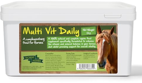 Horse Herbs Multi Vit Daily 6kg | 100% Natural Vitamin & Mineral Supplement for Horses & Ponies, 12 vitamins, Six Trace Elements, and Four Major Minerals, Equine Feed Supplement