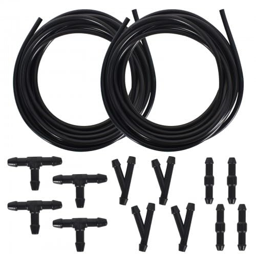 Kit de Réparation de Tuyau Essuie Glace, 4M Tuyau de Lave-Glace avec Raccord de Tuyau, Lave Glace Kit Durite Tuyau Essuie Glace Universel, pour Connecter la Pompe à Eau et les Buses de la Voiture
