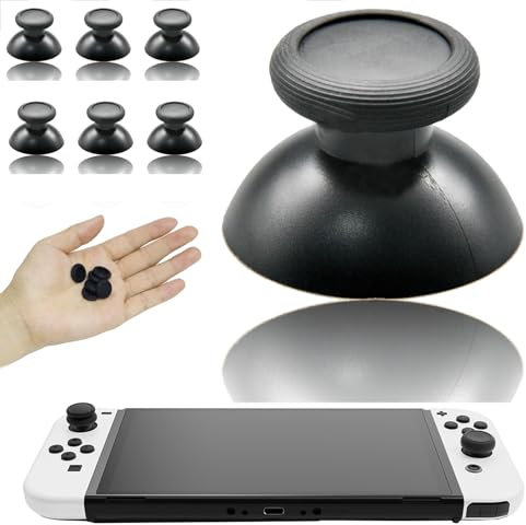6 Pcs Replacement Joystick Covers for Nintendo Switch Thumb Caps Grips Analog Thumbstick Replacement Caps for Nintendo Switch & Switch Lite Comfortable Joystick Covers for Gaming (black)