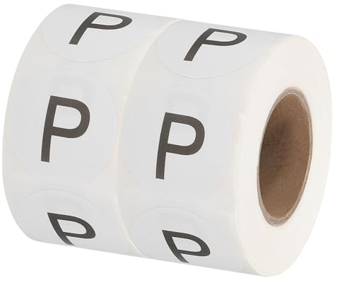PATIKIL Bokstav P inventeringsetiketter, 1 tum stor bokstav klistermärken självhäftande rund cirkel kodning prickar etiketter (2 rullar/totalt 1 000 st) för kontor, lagring