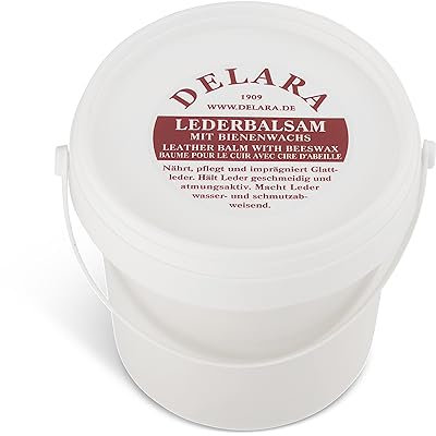 DELARA Baume pour cuir, incolore, avec cire d'abeille de qualité supérieure, rend le cuir souple et hydrofuge, 500 ml, fabriqué en Allemagne