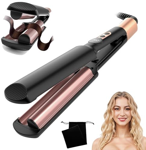 Hair Waver, Mini Hair Crimper - UKLISS Portable Wave Curling Iron with 5 Temps 250-400°F, Beach Waves Curler, Mermaid Waver for Wavy Hairstyle, Lightweight & Compact Size Crimpers for Women