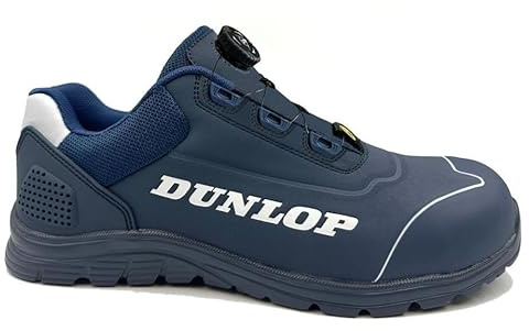 DUNLOP Zapato de Seguridad Matt Navy S3, Microfibra + TPU, Puntera en Fibra de Vidrio, ESD, Cierre rotativo, Talla 45 EU