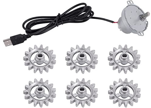 Kueohse Herramientas de Parrilla de Asador AutomáTico, Engranaje de Giratorio de Barbacoa de Metal con Motor de Cable USB, Juego de Herramientas de Giratorio AutomáTico DIY