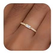 ZOERAY Bague Femme Or Pierre de Naissance Empilable Alliance avec Zirconia | Bagues Plaqué Or Carats 18,Bague Pouce Phalange con Citrine Améthyste Turquoise,Fine Fiançailles,Mariage Cadeau Anniversaire