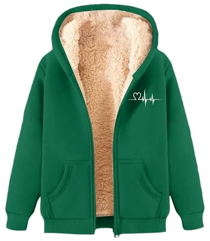 Felpa con cappuccio termica da donna, foderata in lana pesante, con cappuccio, foderata in pile, con cappuccio, tinta unita, con cerniera, colorata, pullover estetico con fodera in pile, comfort Y2K