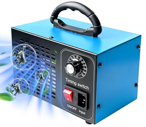 Ozongenerator 60 000 mg/h, Ozonator O3 luftrenare för luktborttagning, justerbar ozongenerator för rök, djur och kök, med 60 min timer