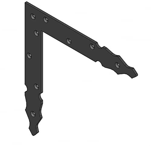 Amig - Escuadra Decorativa - A la Derecha - 300 x 240 x 4 mm - Acabado en Punta - Estilo Gótico Clásico - Ideal para Decoración o Refuerzo de Contraventanas, Puertas y Muebles - Acero Negro