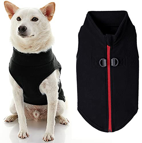 Gooby Fleece-Hundepullover mit Reißverschluss - Schwarz, Größe S - warme Fleece-Hundejacke zum Einsteigen mit doppelter D-Ring-Leine - Winterpullover für kleine Hunde - Hundekleidung für kleine Hunde,
