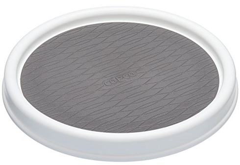 Copco Basics Plastic Lazy Susan-Style Kitchen Worktop and Shelf Organiser, 23 cm, White/Grey